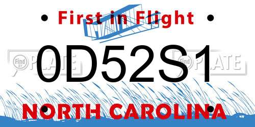 0D52S1 North Carolina License Plate