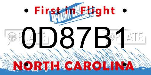 0D87B1 North Carolina License Plate