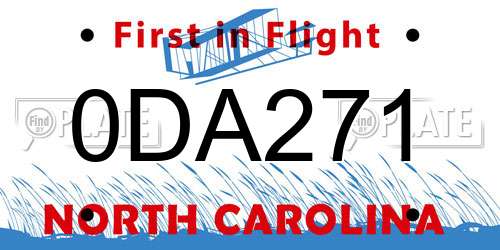 0DA271 North Carolina License Plate
