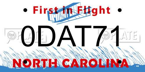 0DAT71 North Carolina License Plate