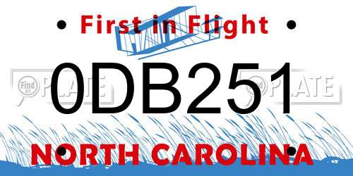 0DB251 North Carolina License Plate