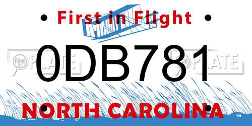 0DB781 North Carolina License Plate