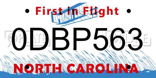 0DBP563 North Carolina License Plate