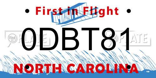 0DBT81 North Carolina License Plate