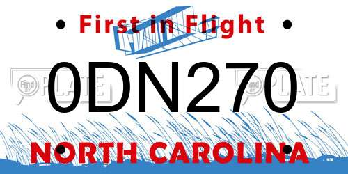 0DN270 North Carolina License Plate