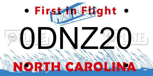 0DNZ20 North Carolina License Plate