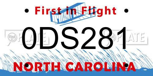 0DS281 North Carolina License Plate