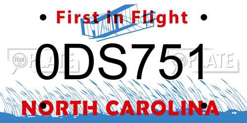 0DS751 North Carolina License Plate