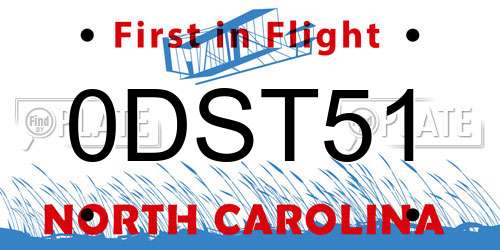 0DST51 North Carolina License Plate