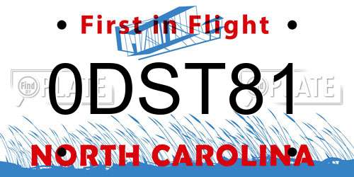 0DST81 North Carolina License Plate
