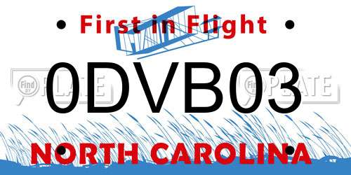 0DVB03 North Carolina License Plate