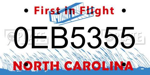 0EB5355 North Carolina License Plate