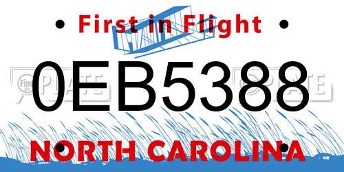 0EB5388 North Carolina License Plate