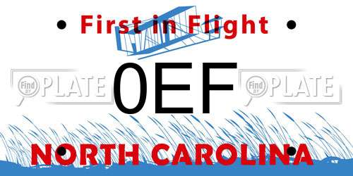 0EF North Carolina License Plate