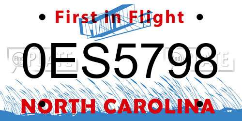 0ES5798 North Carolina License Plate