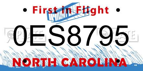 0ES8795 North Carolina License Plate