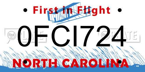 0FCI724 North Carolina License Plate