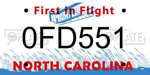 0FD551 North Carolina License Plate