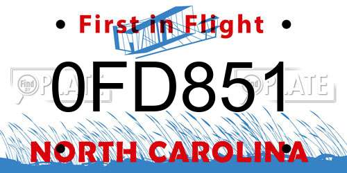 0FD851 North Carolina License Plate