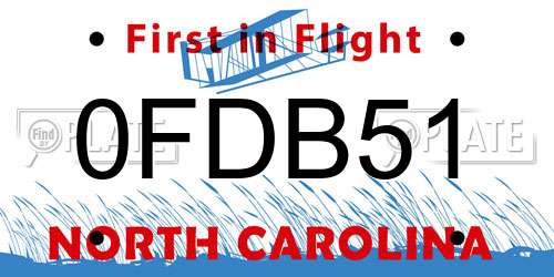 0FDB51 North Carolina License Plate