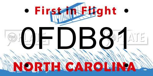 0FDB81 North Carolina License Plate