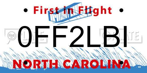 0FF2LBI North Carolina License Plate