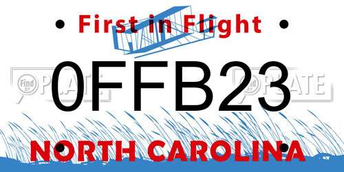 0FFB23 North Carolina License Plate