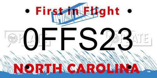 0FFS23 North Carolina License Plate