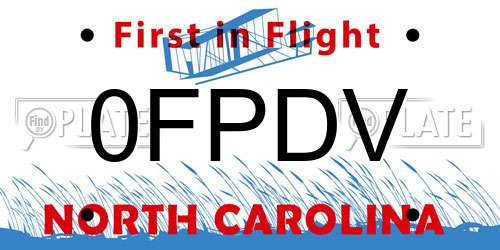 0FPDV North Carolina License Plate