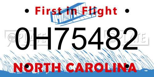 0H75482 North Carolina License Plate