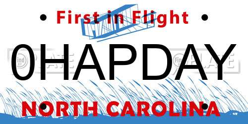 0HAPDAY North Carolina License Plate