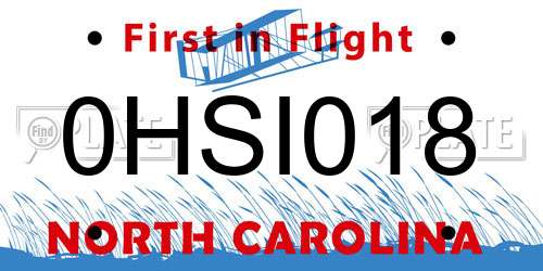 0HSI018 North Carolina License Plate