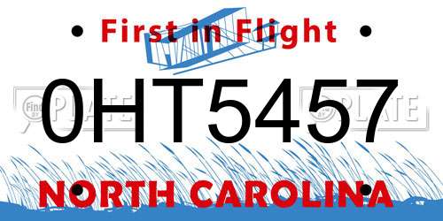 0HT5457 North Carolina License Plate