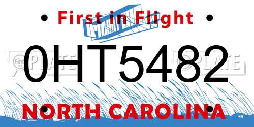 0HT5482 North Carolina License Plate