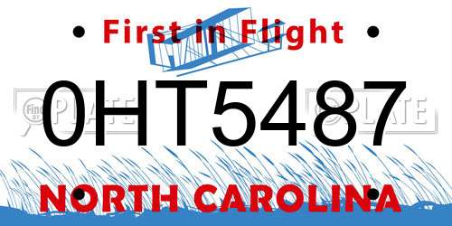 0HT5487 North Carolina License Plate