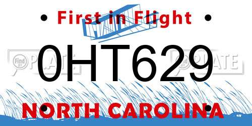 0HT629 North Carolina License Plate