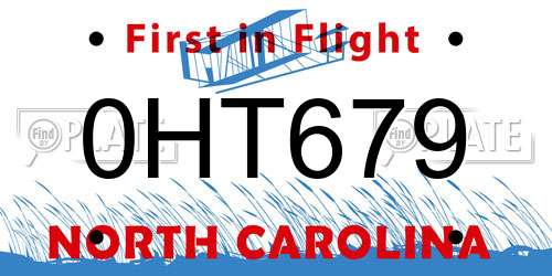 0HT679 North Carolina License Plate