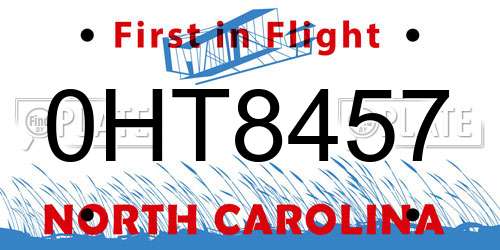 0HT8457 North Carolina License Plate
