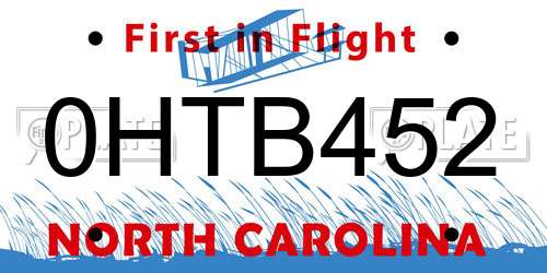 0HTB452 North Carolina License Plate