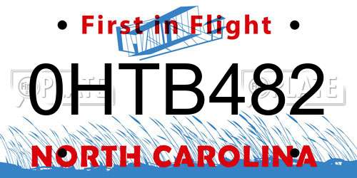 0HTB482 North Carolina License Plate