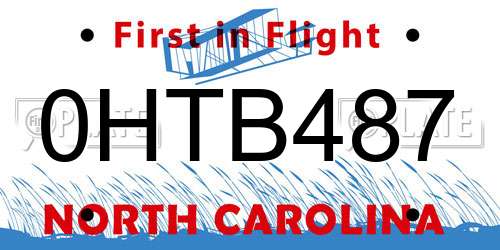0HTB487 North Carolina License Plate