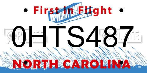 0HTS487 North Carolina License Plate
