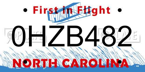0HZB482 North Carolina License Plate