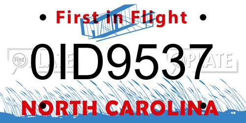 0ID9537 North Carolina License Plate