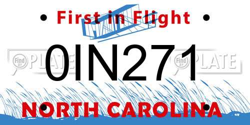 0IN271 North Carolina License Plate