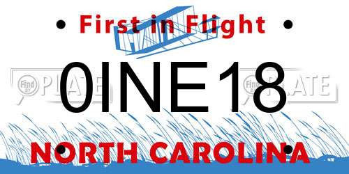 0INE18 North Carolina License Plate