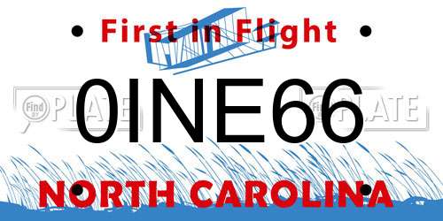 0INE66 North Carolina License Plate