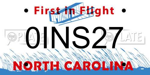 0INS27 North Carolina License Plate