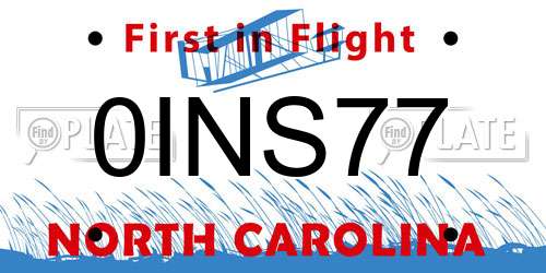 0INS77 North Carolina License Plate