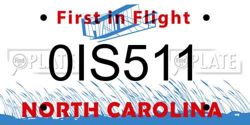 0IS511 North Carolina License Plate